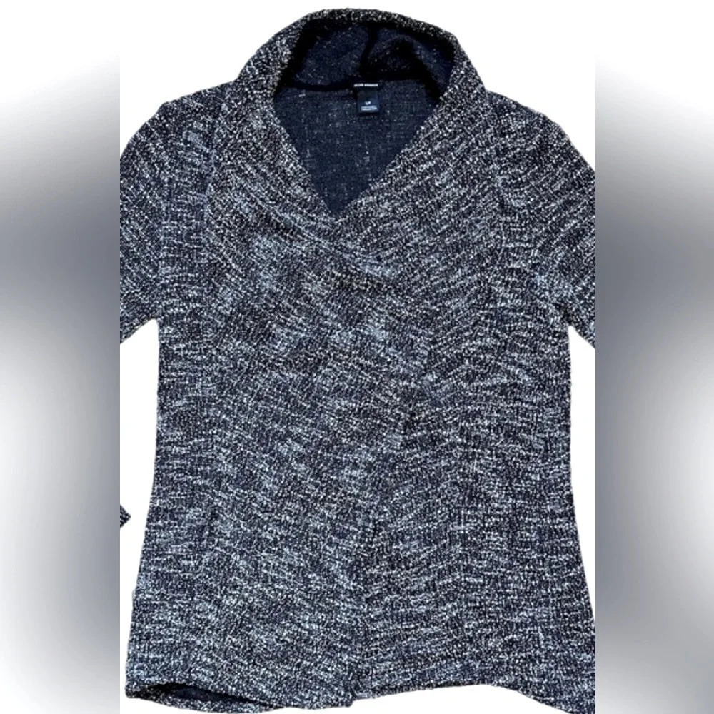 Club Monaco Open-Drape Shawl Cardigan Sweater Knit Topper Black & White Size S/P